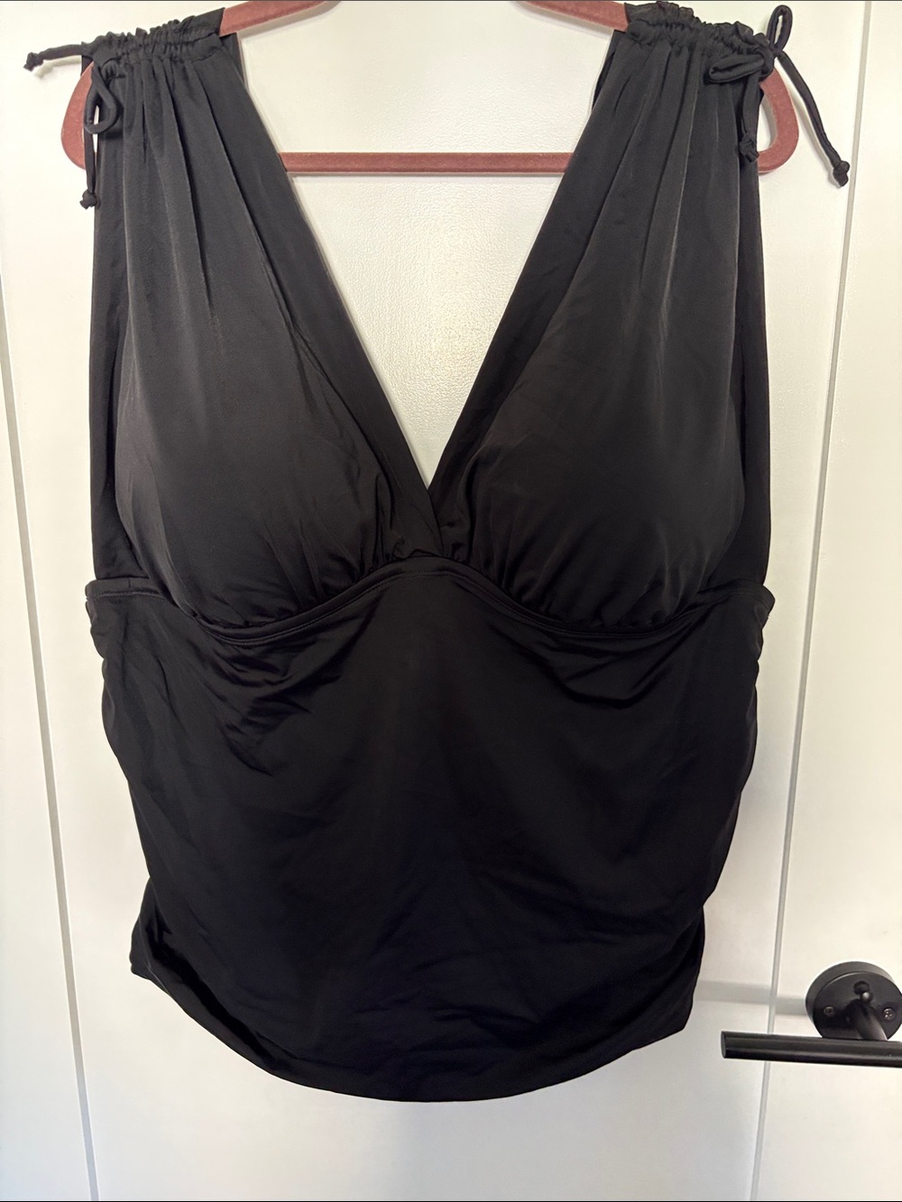 Swimsuits For All - black V-Neck Tankini Top. Size 24 plus women’s. NWT.